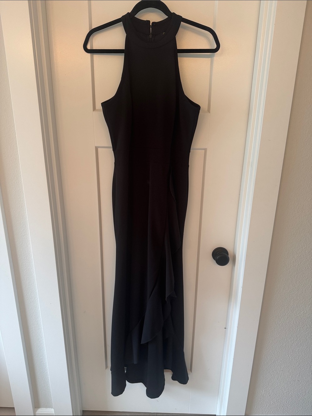 Amazon Essentials Black Halter Maxi Dress with Ruffle Detail